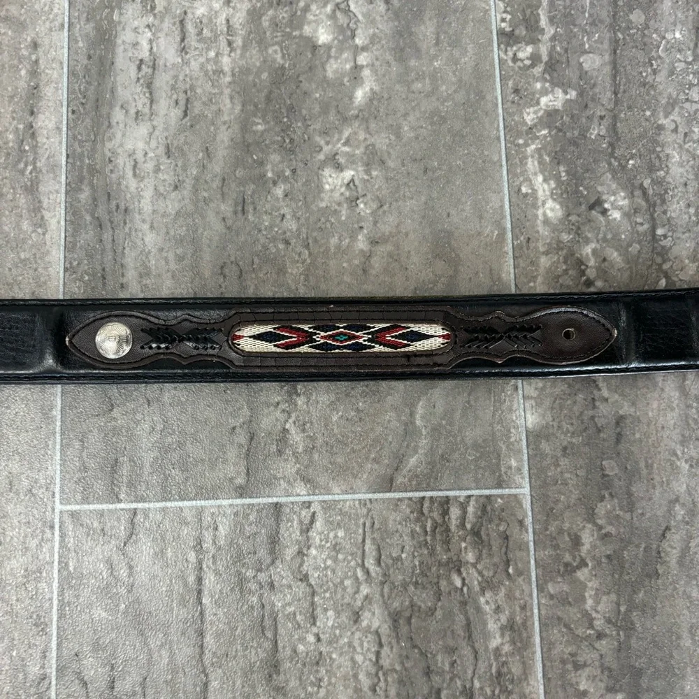 Vintage Tony Lama Texas Star Brass Buckle Belt Leather Western Concho men’s 48
